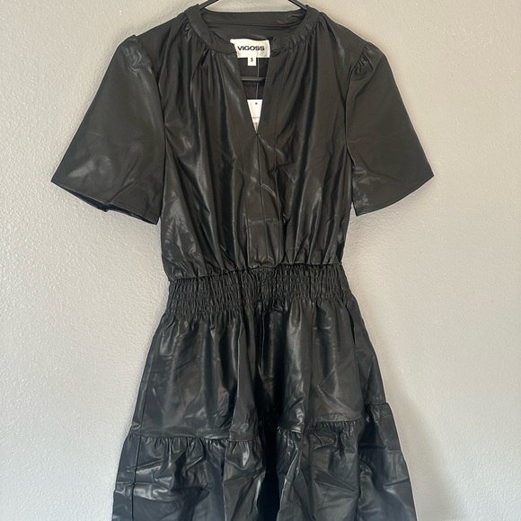 Vigoss womens relaxed fit faux lea black dress size S,M,L,XL - Picture 4 of 5